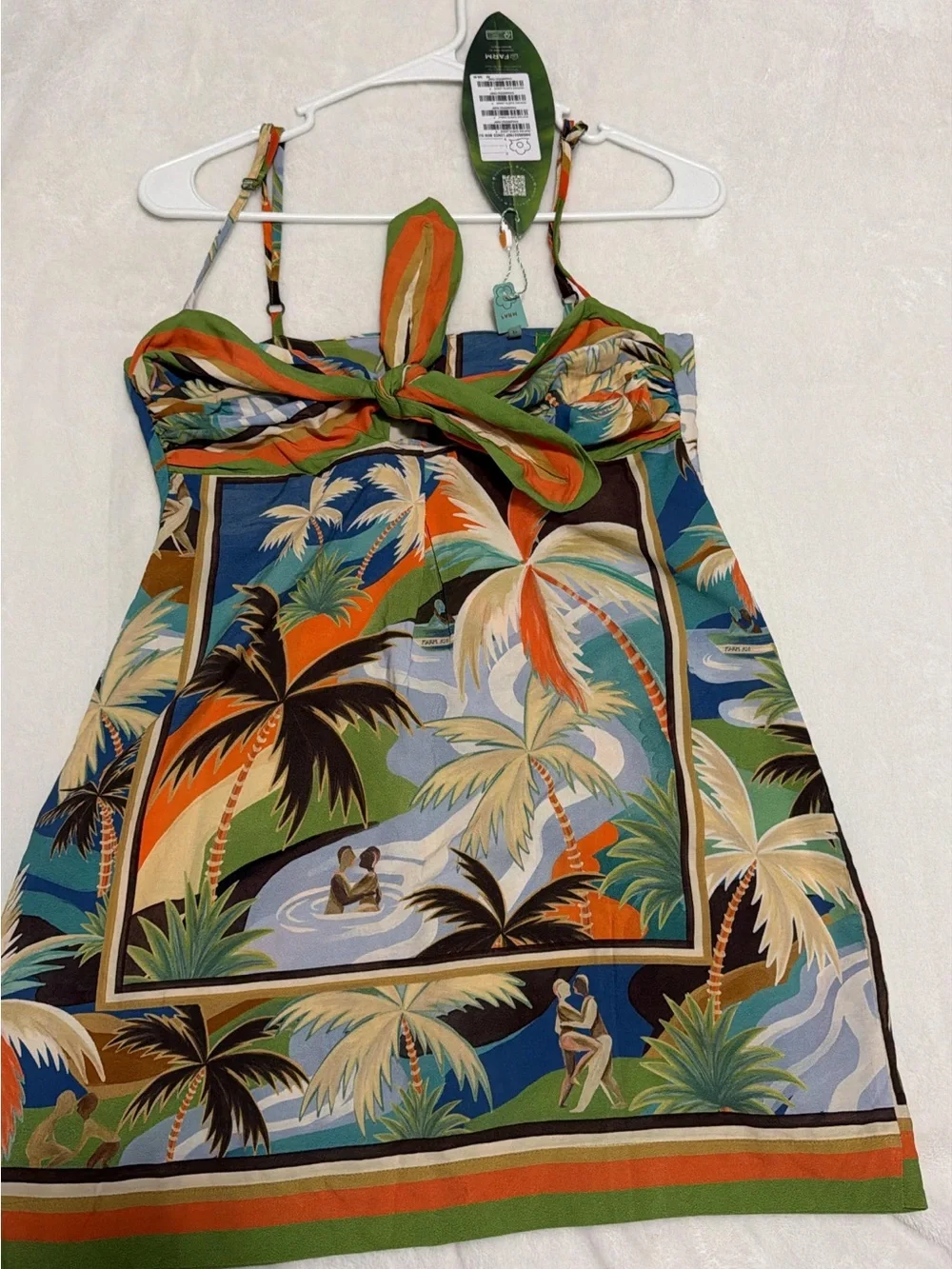 Farm Rio Bem Me Quer Scarf Print Mini Dress NWT S - Picture 4 of 4